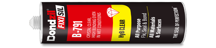 Bondzil B-791 hybrid silicone sealant cartridge for interior bonding of glass and other transparent materials, construction and building applications and exterior bonding