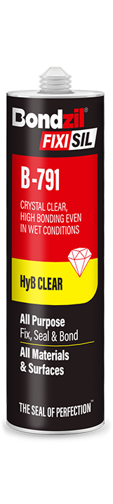 B-791 hybrid silicone sealant for interior bonding of glass and other transparent materials, construction and building applications and exterior bonding