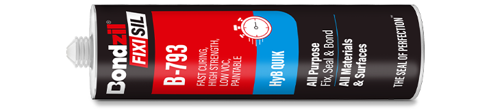 Bondzil B-793 hybrid quick silicone sealant cartridge for interior bonding of glass and other transparent materials, construction and building applications and exterior bonding